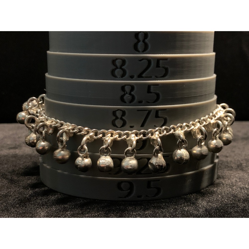 Vintage Silver Tone Cha Cha Bracelet Jingle Bell Charm 8.75" Tribal Boho Style
